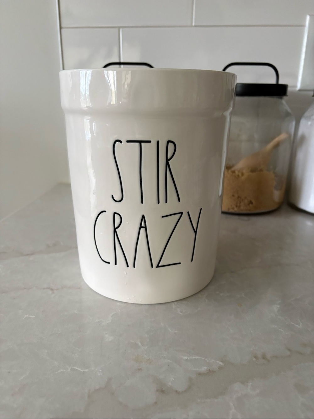 NEW w/tags - Rae Dunn White Ceramic 'Stir Crazy' Utensil Crock